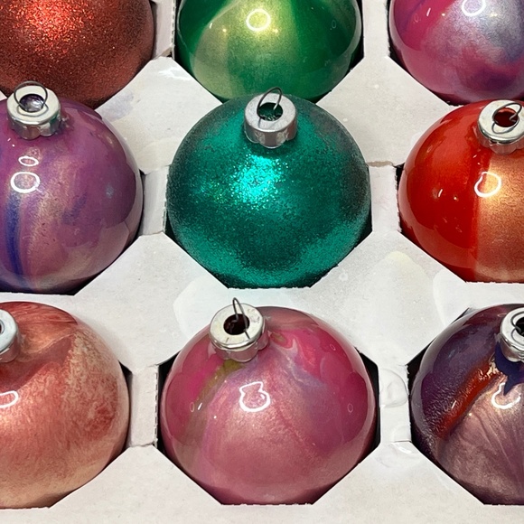 Vintage Swirl Multicolour Tie Dye Christmas Ornaments Made In U.S.A - Picture 6 of 16